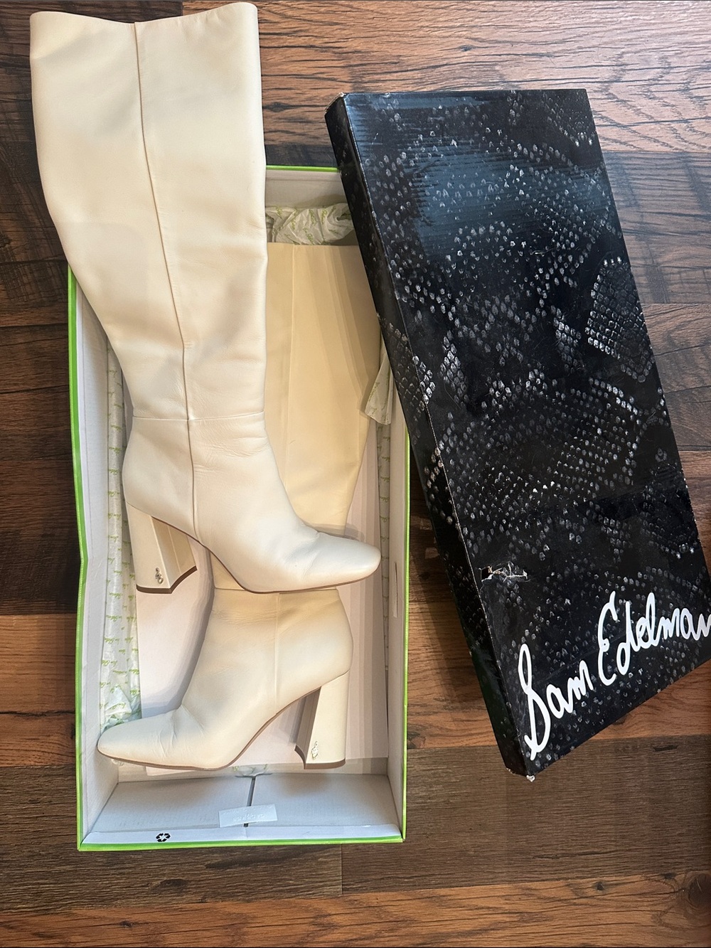 Sam Edelman Cream Over-the-Knee Block Heel Boots